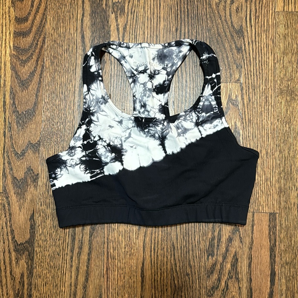Electric & Rose Black White Tie Dye Sports Bra Size Small